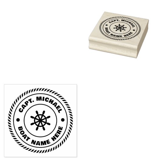Personalisierter Captain Nautical Anchor Boat Name Gummistempel (Stempel)