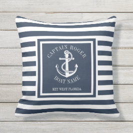 Personalisierter Captain Navy Blue Nautical Anchor Kissen