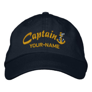 Personalisierter Captain Rope Anchor Name Golden Bestickte Baseballkappe