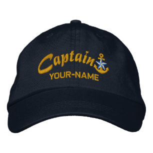 Personalisierter Captain Star Anchor Name Golden Bestickte Baseballkappe