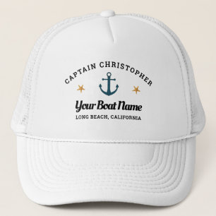 Personalisierter Captain's Hat mit Anker & Starfis Truckerkappe