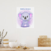Personalisierter Cartoon Baby Koala 001 Poster (Küche)