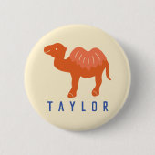 Personalisierter Cartoon Bactrian 2 Humps Camel Button (Vorderseite)