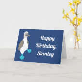 Personalisierter Cartoon Blauer Brotvögel Karte (Gelbe Blume)