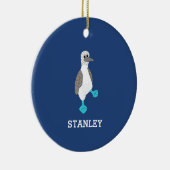 Personalisierter Cartoon Blaufüßiger Stiefelvogel Keramik Ornament (Rechts)
