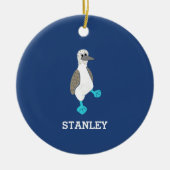 Personalisierter Cartoon Blaufüßiger Stiefelvogel Keramik Ornament (Vorne)