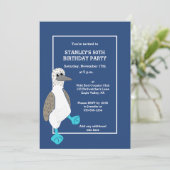 Personalisierter Cartoon Blue Footed Booby Bird Pa Einladung (Stehend Vorderseite)