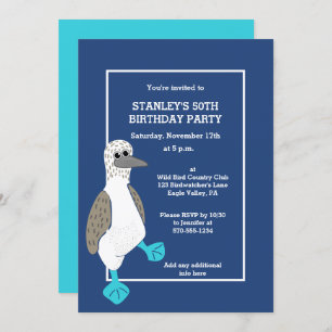 Personalisierter Cartoon Blue Footed Booby Bird Pa Einladung