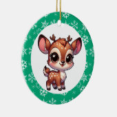 Personalisierter Cartoon Chibi Reindeer Weihnachte Keramik Ornament (Rechts)