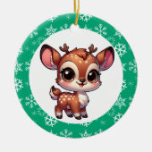 Personalisierter Cartoon Chibi Reindeer Weihnachte Keramik Ornament (Vorne)