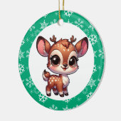 Personalisierter Cartoon Chibi Reindeer Weihnachte Keramik Ornament (Links)