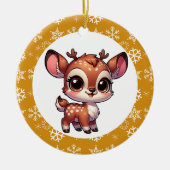 Personalisierter Cartoon Chibi Reindeer Weihnachte Keramik Ornament (Vorne)