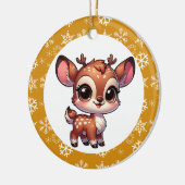 Personalisierter Cartoon Chibi Reindeer Weihnachte Keramik Ornament (Links)