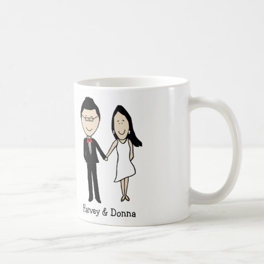 Personalisierter Cartoon der Jahrestagspaare Kaffeetasse (Rechts)