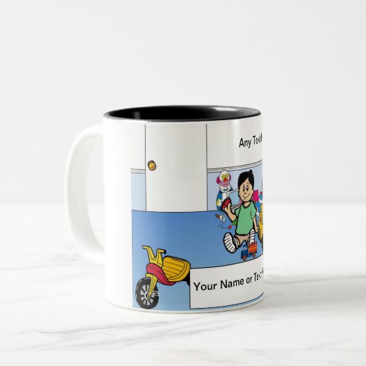 Personalisierter Cartoon für kleine Jungen Zweifarbige Tasse (Vorderseite Links)