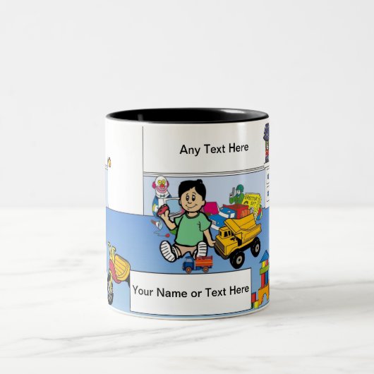 Personalisierter Cartoon für kleine Jungen Zweifarbige Tasse (Mittel)