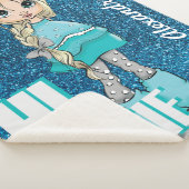 Personalisierter Cartoon Girl mit Glitzer Sherpadecke (3/4)