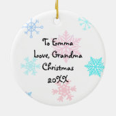 Personalisierter Cartoon Kitty Cat in Winterhut Keramik Ornament (Hinten)