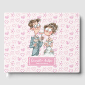 Personalisierter Cartoon Newlyweds Gästebuch (Vorderseite)
