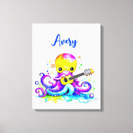 Personalisierter Cartoon Octopus Gitarre spielen Leinwanddruck