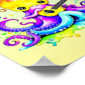 Personalisierter Cartoon Octopus Gitarre spielen P Poster (Ecke)