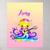 Personalisierter Cartoon Octopus Gitarre spielen Poster (Vorne)
