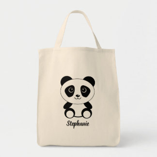 Personalisierter Cartoon Panda Bear Tragetasche