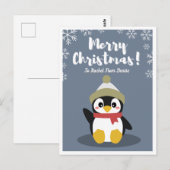 Personalisierter Cartoon Pinguin Weihnachts-Postka Postkarte (Vorne/Hinten)