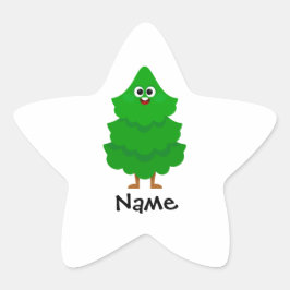 Personalisierter Cartoon-Weihnachtsbaum-Kinder-Auf Stern-Aufkleber