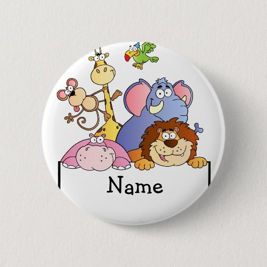 Personalisierter Cartoon ZOO Tiere ARK Button (Vorderseite)