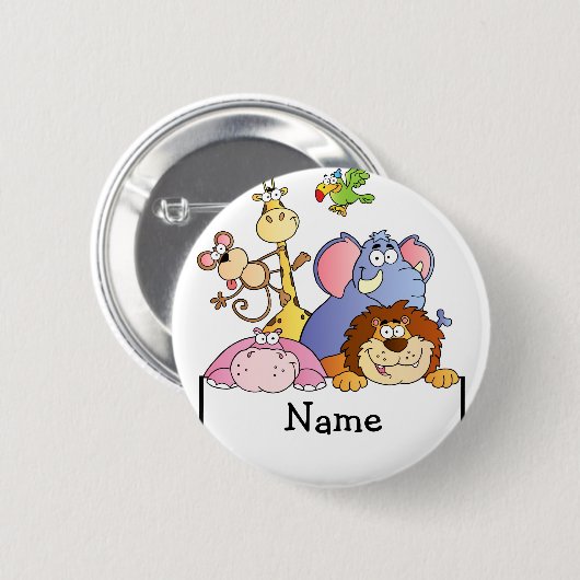 Personalisierter Cartoon ZOO Tiere ARK Button (Vorne & Hinten)