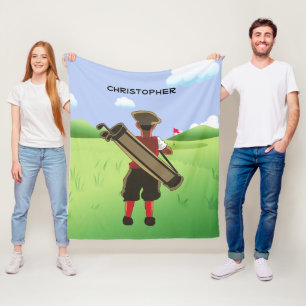 Personalisierter Cartoongolfspieler Fleecedecke