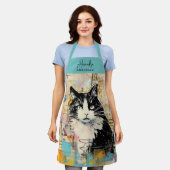 Personalisierter Cat Lovers Mama Vater Skriptname Schürze (Getragen)