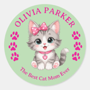 Personalisierter Cat Mom Aufkleber mit individuell