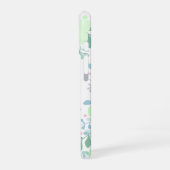 Personalisierter Cavalier - Mintgrüne Blumen iPhone 16 Hülle (Linke Seite)