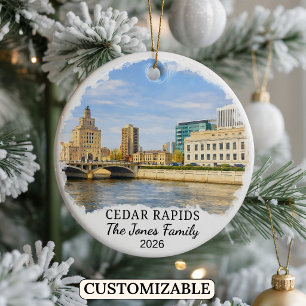 Personalisierter Cedar Rapids-Schmuck, Individuell Keramik Ornament