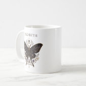 Personalisierter Celestial-Moth-Dunkel-Botanik-Kaf Kaffeetasse (Vorderseite Links)