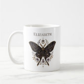 Personalisierter Celestial-Moth-Dunkel-Botanik-Kaf Kaffeetasse (Links)