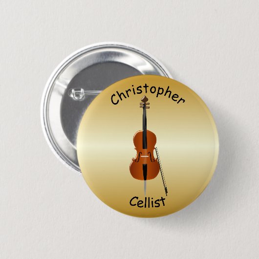Personalisierter Cello-Entwurf Button (Vorne & Hinten)