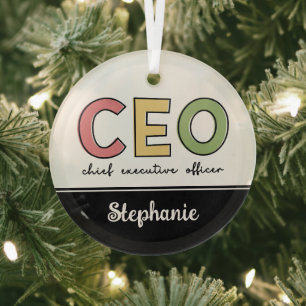 Personalisierter CEO Chief Führungskraft Officer B Ornament Aus Glas