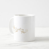 Personalisierter Champagner-Gold-Lilien-Namensbech Kaffeetasse (Vorderseite Links)