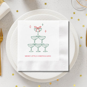 Personalisierter Champagner Retro-Weihnachts-Cockt Serviette