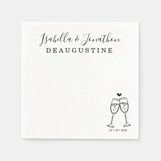 Personalisierter Champagner Toast Napkins Serviette (Vorderseite)