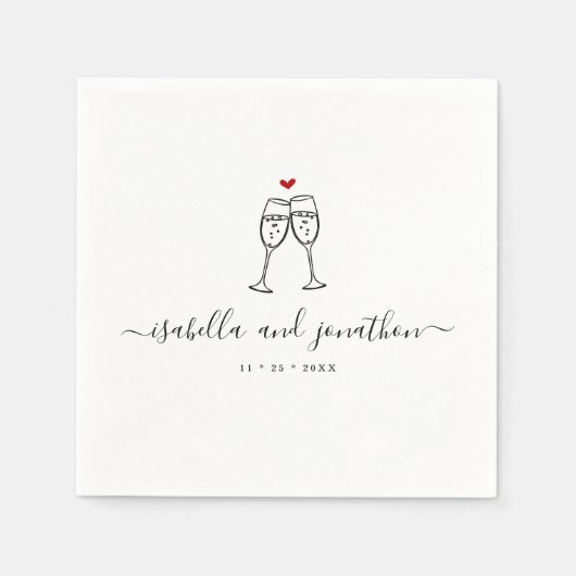 Personalisierter Champagner Toast Napkins Serviette (Vorderseite)