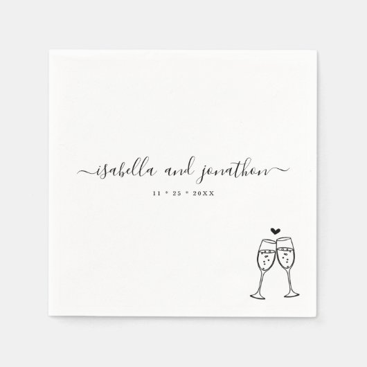 Personalisierter Champagner Toast Napkins Serviette (Vorderseite)