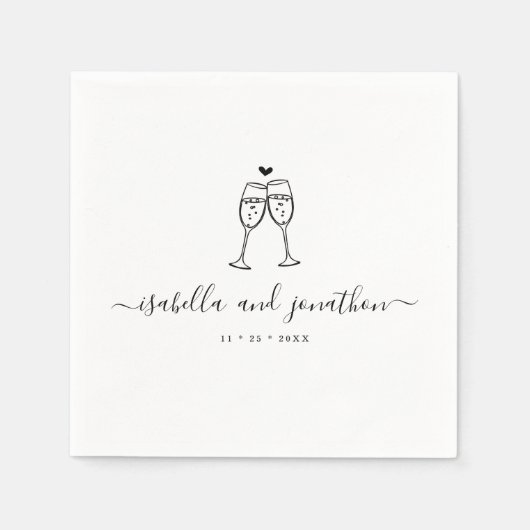 Personalisierter Champagner Toast Napkins Serviette (Vorderseite)