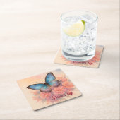 Personalisierter Charme Wasserfarbe Rosa Blume Chi Rechteckiger Pappuntersetzer (Vor Ort)