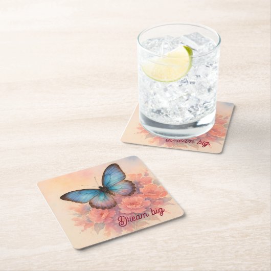 Personalisierter Charme Wasserfarbe Rosa Blume Chi Rechteckiger Pappuntersetzer (Vor Ort)