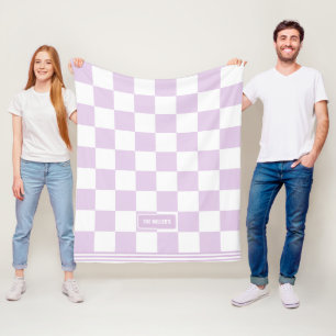 Personalisierter Checkered Lavendel Lila Family Zu Fleecedecke