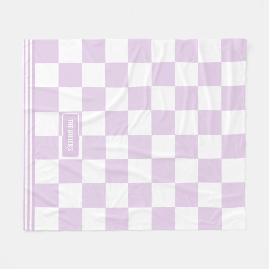 Personalisierter Checkered Lavendel Lila Family Zu Fleecedecke (Vorderseite (Horizontal))